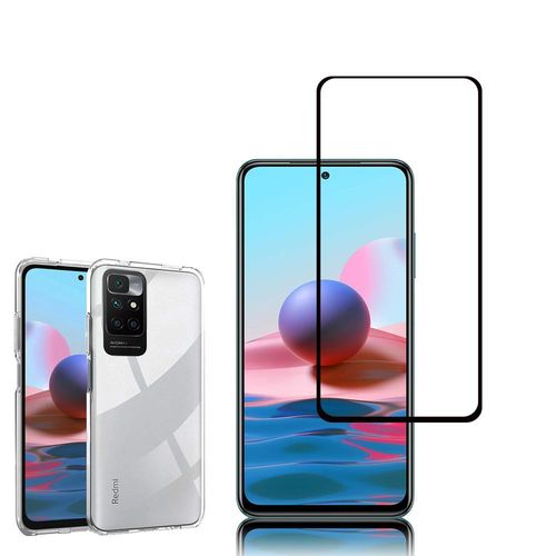 Coque Silicone Pour Xiaomi Redmi 10 2022 6.5" Gel Ultraslim Et Ajustement Parfait - Transparent + 1 Film Verre Trempé - Noir