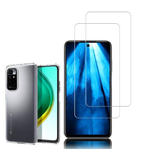 Coque Silicone Pour Xiaomi Redmi 10 Prime 6.5" Gel Ultraslim Et Ajustement Parfait - Transparent + 2 Films Verre Trempé - Transparent
