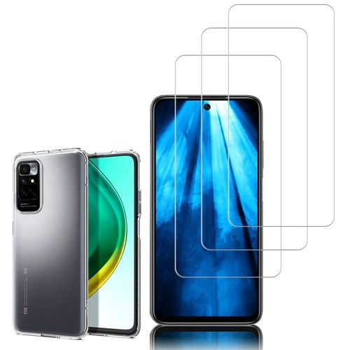 Coque Silicone Pour Xiaomi Redmi 10 Prime 6.5" Gel Ultraslim Et Ajustement Parfait - Transparent + 3 Films Verre Trempé - Transparent