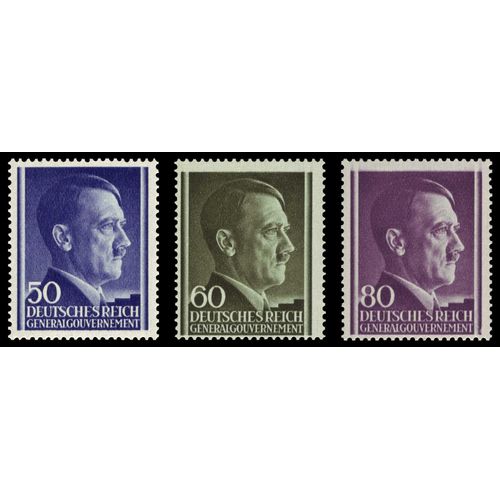 Pologne, Occupation Allemande 1943, General Gouvernement, Très Beaux Exemplaires Neufs** Yvert 120 121 122 Chancelier Hitler, Typographiés. -