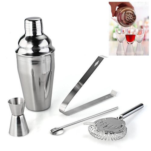 Set Cocktail Shaker Doseur Coffret 5 Pièce Accessoire De Barman Acier Inoxydable Yonis