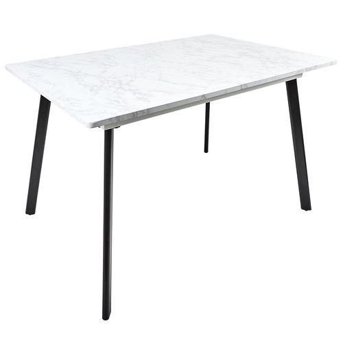 Table Extensible Imitation Marbre Pour 4 À 6 Personnes - Gris Et Noir