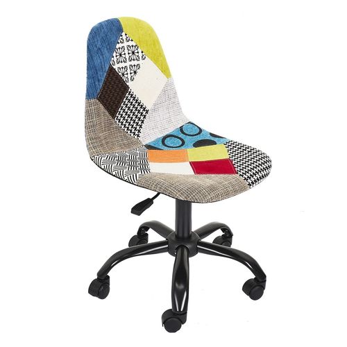 Chaise De Bureau Patchwork Réglable En Hauteur Avec 5 Roulettes - Multicouleur