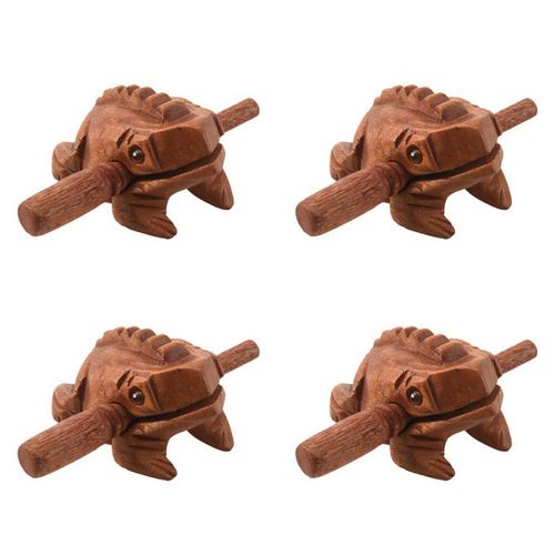 4x Sculpté Croassement Bois Percussion Musicale Grenouille Ton Bloc