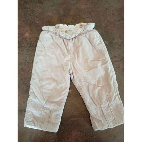 Pantalon Velours Beige Fille 9 Mois Coudemail Très Bon État