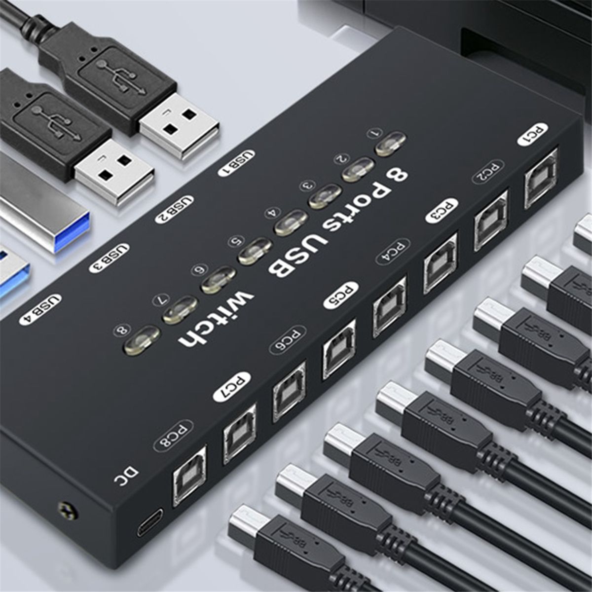 Commutateur KVM USB 8 Entres 4 Sorties pour Ordinateur Wind...