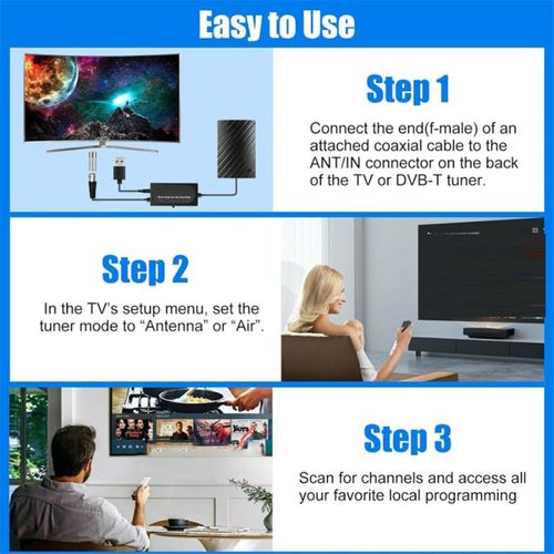 Antenne HDTV 25DBI Amplificateur de Signal D'Antenne Télévision Numérique Haute Définition Intérieure 4k à Gain Élevé Sans Connexion Réseau
