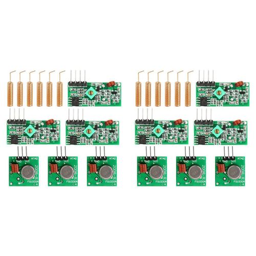 Ensemble de 6 Modules ÉMetteur et RéCepteur Radio 433 MHz + TéLéCommande à Ressort Spirale HéLicoïDal Antenne