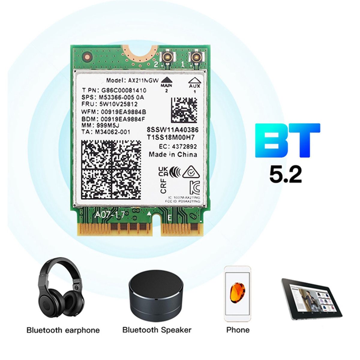 3X Carte Wifi Rseau Sans WiFi 6E AX211NGW Tri Bande 2.4G/5G... - 6