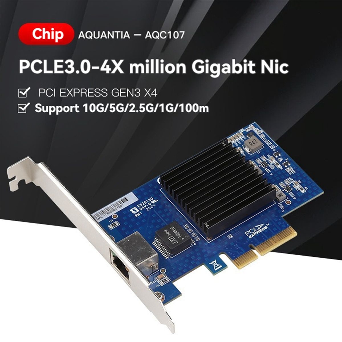 Carte Rseau PCIE 3.0 4X 10G AQC107 Serveur NIC Compatible a... - 2
