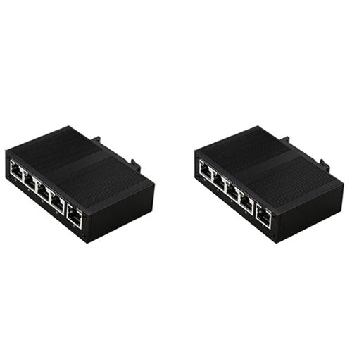 2X Commutateur Réseau 5 Ports 100Mbps Ethernet de Qualité Industrielle Séparateur Industriel Type Rail Non Géré