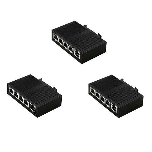 3X Commutateur Réseau 5 Ports 100Mbps Ethernet de Qualité Industrielle Séparateur Industriel Type Rail Non Géré