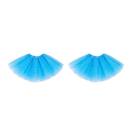 2x Vetements De Petite Fille Intelligente Jupon D'etoiles En Paillettes Jupe Tutu Moelleux Danse Ballet Bleu Clair