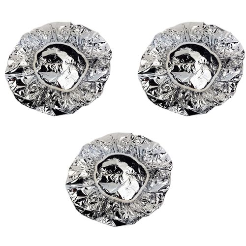 3x Bonnet De Douche Isolation Thermique Feuille D'aluminium Chapeau Bain Élastique Pour Les Femmes Salon Coiffure Salle Bain-Argent 