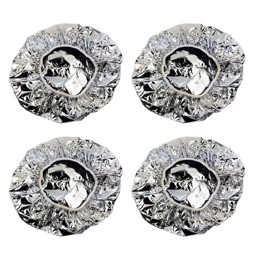 4x Bonnet De Douche Isolation Thermique Feuille D'aluminium Chapeau Bain Élastique Pour Les Femmes Salon Coiffure Salle Bain-Argent 
