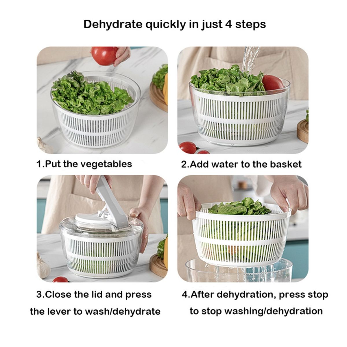Essoreuse  Salade Laitue Manuelle pour la PrParation des L... - 4