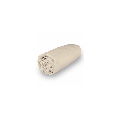 Drap Housse En Coton 160x200 Cm Percale Ecru, Par Soleil D'ocre