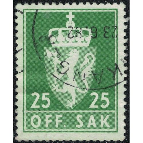 Norvège 1975 Oblitéré Used Armoiries Off. Sak 25 Ore Lion Héraldique Y&t No S71 Su