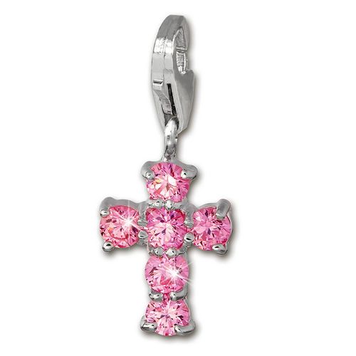 Silberdream Bijoux À Breloques Pendentif En Argent Véritable 925 Croix Rose Zircone Fc205p