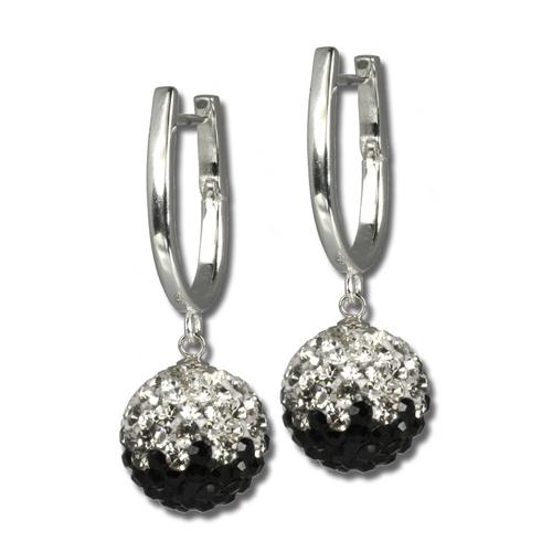 Silberdream Boucles Doreilles Noires Zircone Boucles Doreilles Créoles Femme Argent 925 Gso004