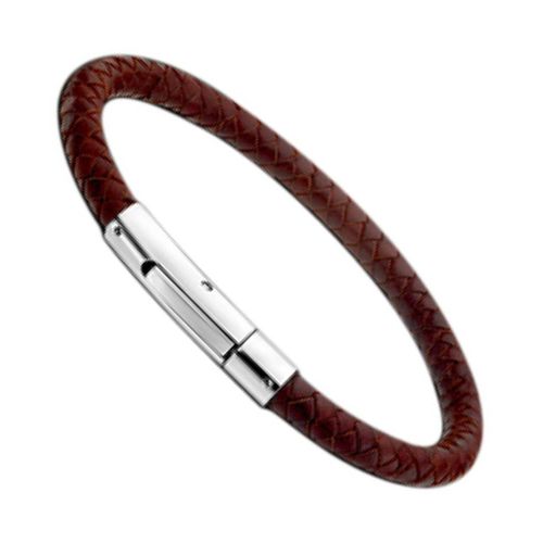 Lotus Style Bracelet Rond Marron Ls1119-2/2 Cuir Homme Acier Inoxydable Jls1119-2-2
