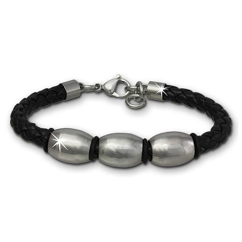 Silberdream Bracelet Tressé Noir Bracelet Homme Cuir Lap007s