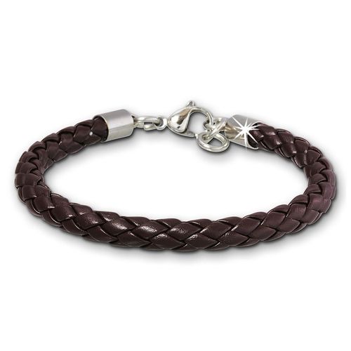 Silberdream Bracelet Tressé Marron Bracelet Homme Cuir Lap008b