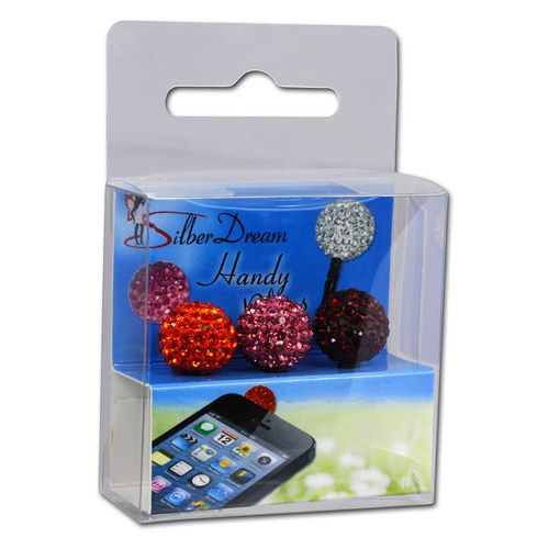 Prise Téléphone Portable Silberdream Shamballa 3 Boules Pailletées Orange, Rose, Rouge Gst13