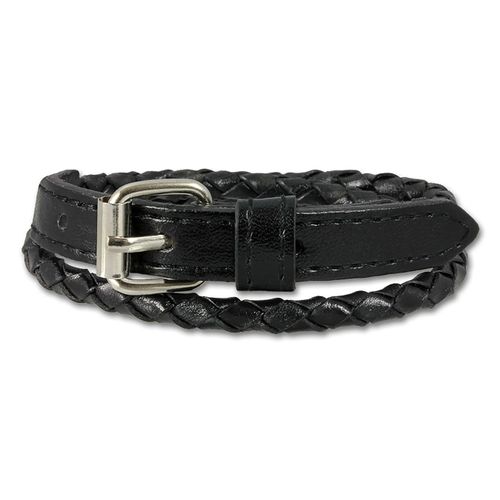 Silberdream Bracelet Tressé Noir Bracelet Homme Cuir Lac038s
