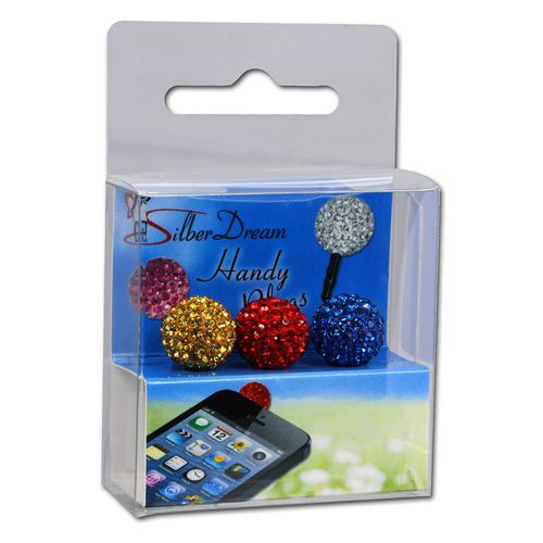Prise Téléphone Portable Silberdream Shamballa 3 Boules Pailletées Jaune, Rouge, Bleu Gst15