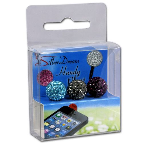 Prise Téléphone Portable Silberdream Shamballa 3 Boules Pailletées Bleu, Gris, Violet Gst14