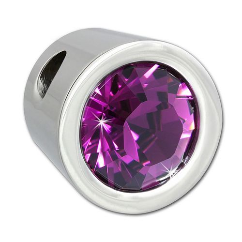 Amello Pendentif Chaîne Zircone Acier Inoxydable Zircone Violet Eshs01f