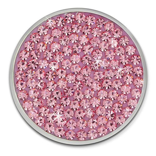 Amello Bijou Pièce De Monnaie Rose 30 Mm Incrustation Femme Zircone Pièce De Monnaie Acier Inoxydable Esc301a