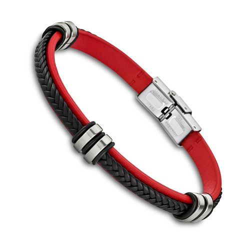 Bracelet Lotus Style Noir Rouge Ls1829-2/3 Bijoux Unisexe Cuir Jls1829-2-3
