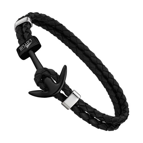 Lotus Style Bracelet Ancre Noir Ls1832-2/6 Bijoux Homme Cuir Jls1832-2-6
