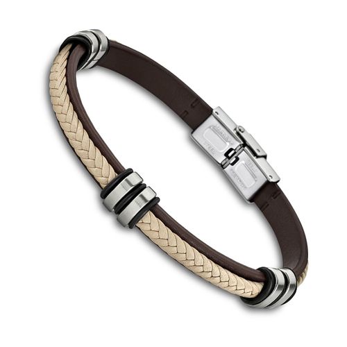 Bracelet Lotus Style Marron Beige Ls1829-2/6 Bijoux Unisexe Cuir Jls1829-2-6