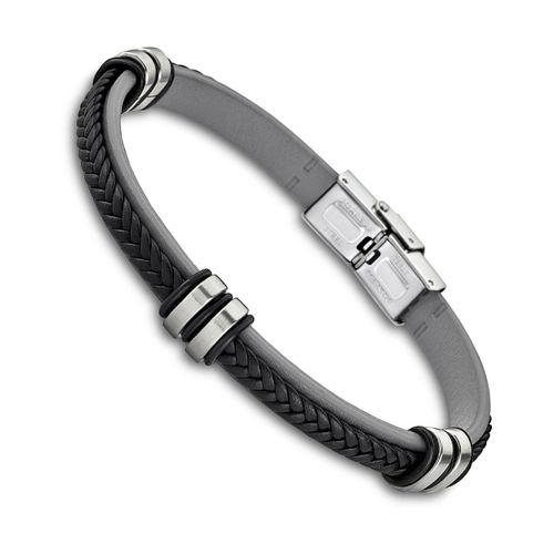Bracelet Lotus Style Gris Noir Ls1829-2/4 Bijoux Unisexe Cuir Jls1829-2-4