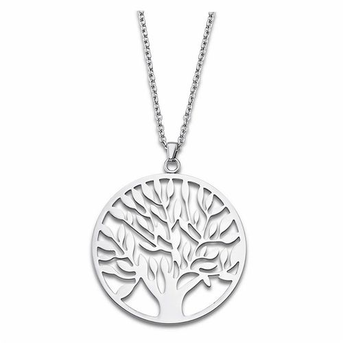 Collier Lotus Style Argent Ls1898-1/1 Bijoux Femme Acier Inoxydable Jls1898-1-1