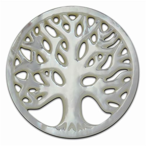 Amello Bijou Pièce Arbre De Vie Blanc 30 Mm Incrustation Pièce Femme Nacre Esc601w