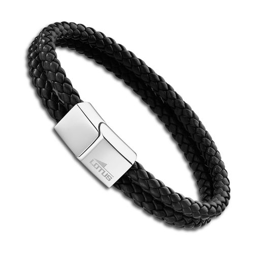 Bracelet Lotus Style Noir Ls2011-2/1 Cuir Homme Acier Inoxydable Jls2011-2-1