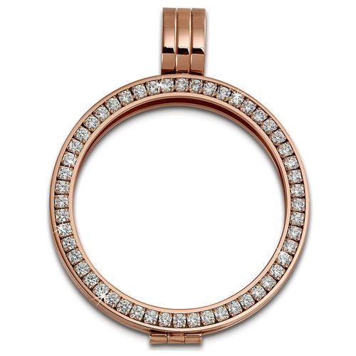 Amello Chaîne Pendentif Femme Zircone Blanc Pièce Bijoux Argent Acier Inoxydable Esc005w