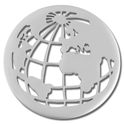 Amello Globe Terrestre Pièces Argent 30 Mm Incrustation Pièce Femme Acier Inoxydable Esc517j