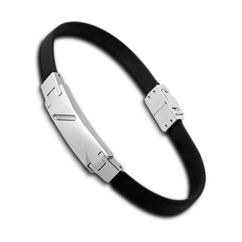Bracelet Lotus Style Noir Argent Ls1037-2/1 Bijoux Homme Acier Jls1037-2-1