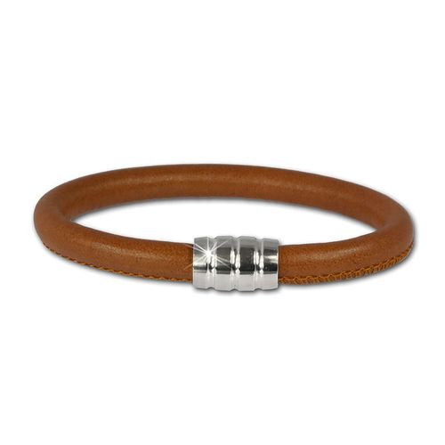 Bracelet Silberdream En Cuir Nappa Cognac Avec Fermoir 925 Ls0641