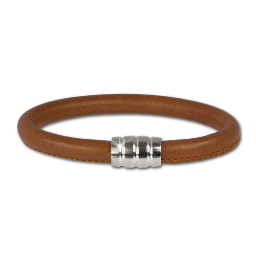 Bracelet Silberdream En Cuir Nappa Cognac Avec Fermoir 925 Ls0642