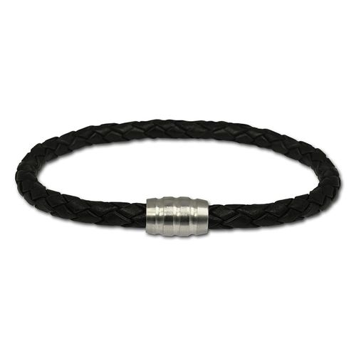 Bracelet Cuir Silberdream Noir Avec Fermoir En Acier Inoxydable Ls1501