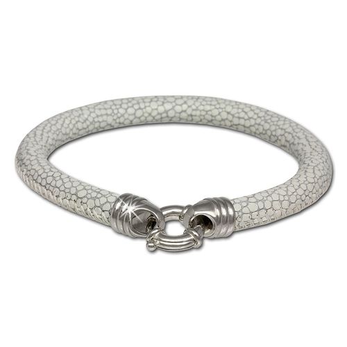Bracelet Cuir Silberdream Blanc 6mm Avec Fermoir 925 Ls2622