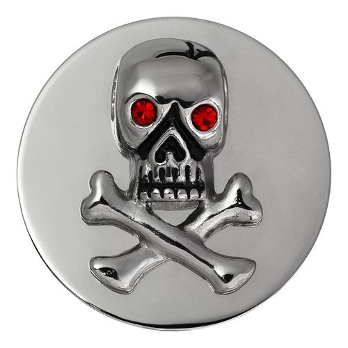 Amello Pièces De Monnaie Tête De Mort Argent Rouge 30 Mm Pièce De Monnaie Femme Zircone Acier Inoxydable Esc530j