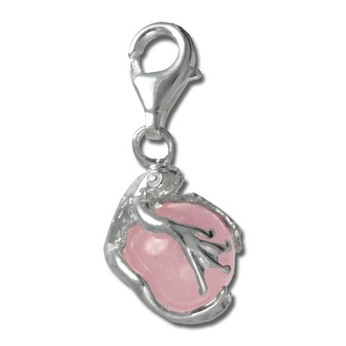 Silberdream Breloque Pendentif Argent 925 Boule Grenouille Rose Pierre Oeil De Chat Fc244p