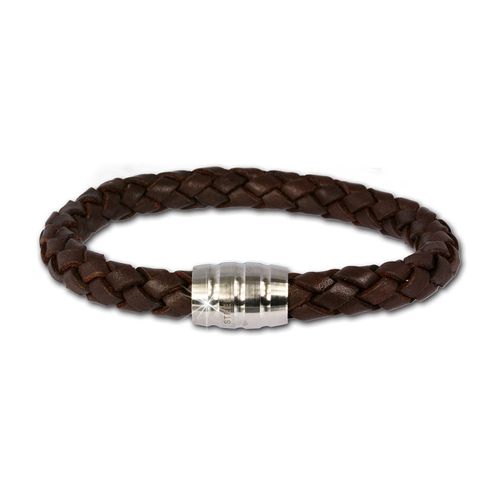 Bracelet Cuir Silberdream Marron Avec Fermoir Acier Inoxydable Ls1813